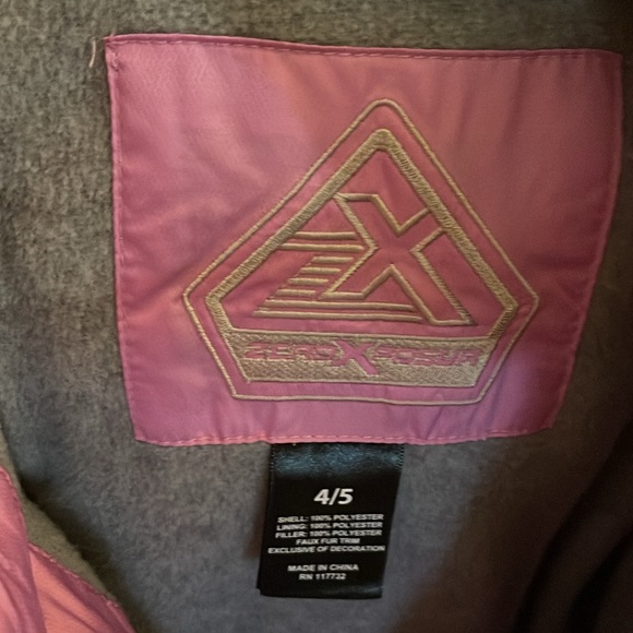 Little Girls Pink Puffer Fleece Lined Hooded Faux Fur Snow Jacket 4/5T - Picture 8 of 8